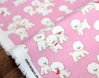 Japanese Fabric Cosmo Bichon - Cotton Oxford Canvas - Pink - Fat Quarter