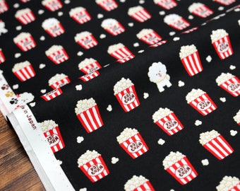 Japanese Fabric Cosmo Popcorn Bichon - Cotton Sheeting - Black - 50cm