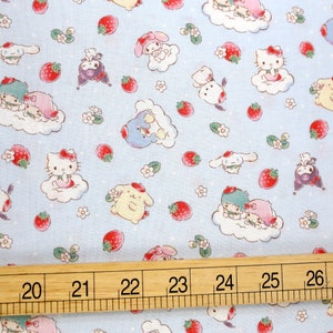 Japanese Fabric Sanrio Hello Kitty and Friends Clouds Cotton Sheeting Blue 50cm image 2