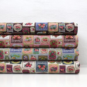 Japanischer Stoff Kokka Vintage Blocks Label - Baumwoll Leinen Bettwäsche - 4 x Fat Quarter