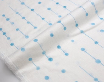 Japanese Fabric Warabi Beads Connection Air Tumbler Finish - Cotton Linen Sheeting - Blue - Fat Quarter