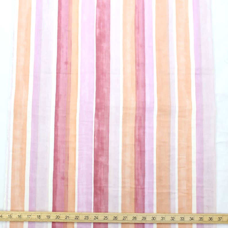 50cm Japanese Fabric Kokka Watercolor Stripes Double Gauze Pink