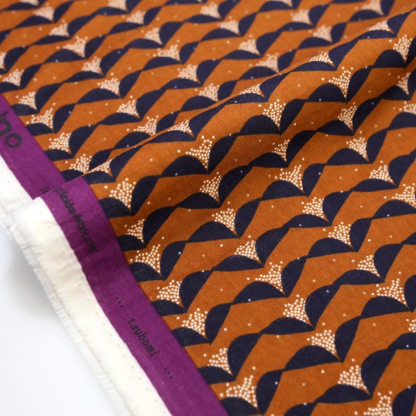 Japanese Fabric Kokka Echino Tubomi - Cotton Double Gauze - Brown - Fat Quarter