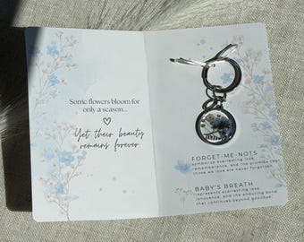 Personalized Pressed Flower Memorial Resin Keychain