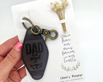Dad of an Angel Leather Keychain: Memorial Keepsake, Infant Loss Remembrance