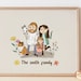 Family Portrait illustration with pets, Cute Custom Cartoon Drawing, Gift For Mom, personalized gift, couple portrait, portrait from photo