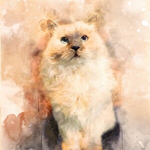 Custom Digital Watercolor Cat Portrait, pet sympathy gift, Cat Memorial, cat lover gift, Personalized Gift, painting, pet illustration image 2