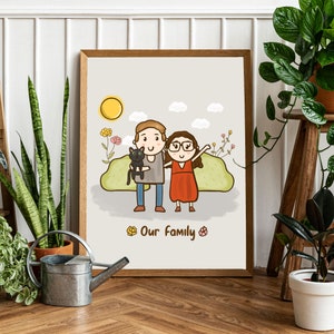 Custom digital Personalized Family Portrait Illustration with Pets image 8