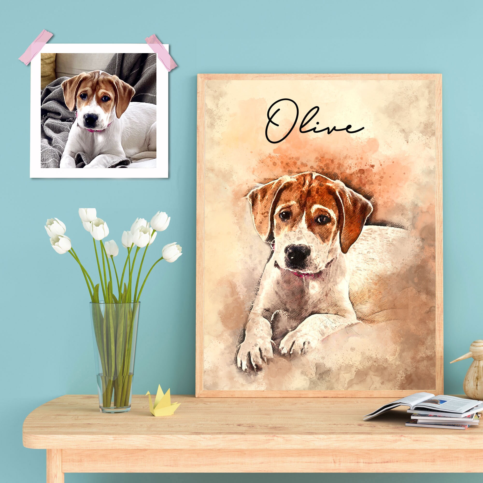 Custom Pet Portrait Dog Memorial Dog Portrait Digital Etsy