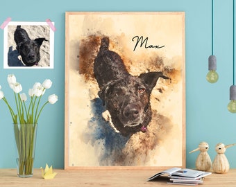 custom dog portrait,  pet portrait, dog painting, dog lover gift, dog memorial, Personalized Gift, dog art, pet sympathy gift, watercolor