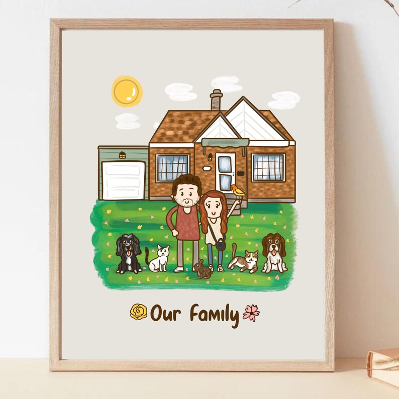 Custom House Portrait Couple Illustration Good Housewarming Gifts 6th