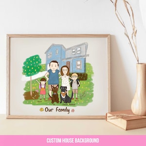 Cute Custom Cartoon Drawing, Family Portrait illustration, personalized gift, couple portrait, portrait from photo image 9