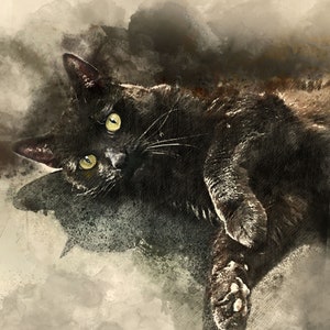 Custom Digital Watercolor Cat Portrait, pet sympathy gift, Cat Memorial, cat lover gift, Personalized Gift, painting, pet illustration image 3