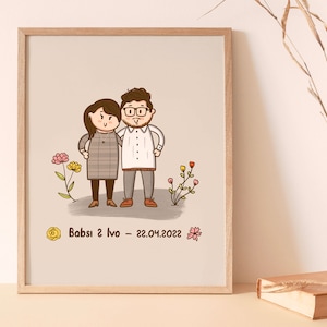 Cute Custom Cartoon Drawing, Family Portrait illustration, personalized gift, couple portrait, portrait from photo image 5