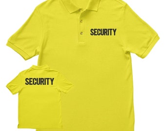 YELLOW SECURITY POLO SHIRT DOORMAN BOUNCER BODYGUARD PRINTED T-SHIRT