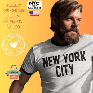 New York City T-Shirt Black NYC Souvenir Vintage Distressed Screen Printed image 2