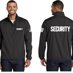 Security Windbreaker Jacket Event Staff Guard Front Back Screen Print Uniform
