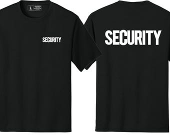 Security T-Shirt Front Back Print Uniform Event Staff Bouncer Guard Officer