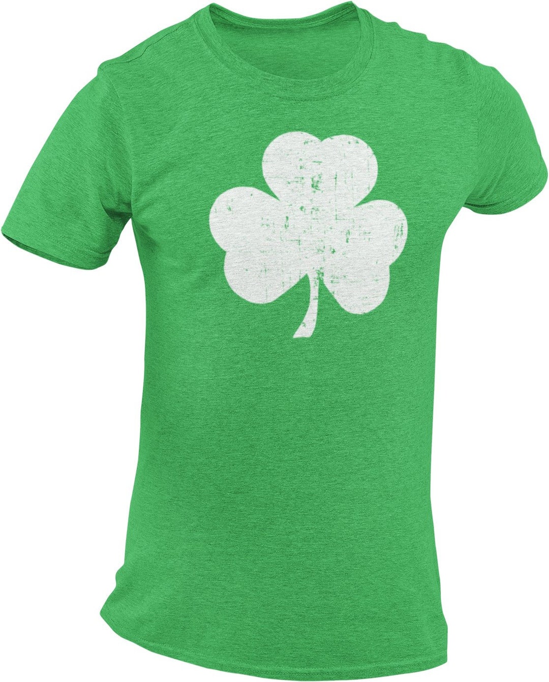 Irish Distressed Shamrock T-Shirt - St. Patrick's Day Women's Tee, Green Retro Design, 100% Cotton