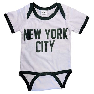 NYC Factory New York City Baby Bodysuit Ringer Shirt Screen Printed Retro Retro Style