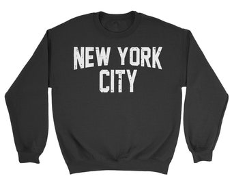 New York City Distressed Sweatshirt Screenprinted Black Adult NYC Lennon Shirt