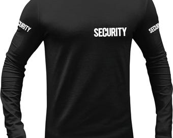 Security Long Sleeve T-Shirt Black New York City Screen Printed Cotton Unisex