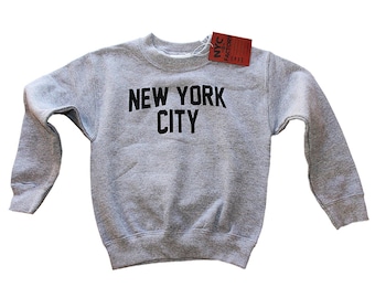 Kids NYC Crewneck Sweatshirt Gray New York City Pullover Screen Printed Unisex