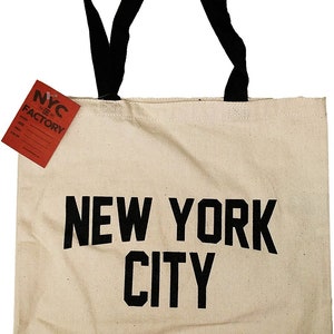 NYC Tote Bag Canvas New York City Gift Souvenir Black Straps