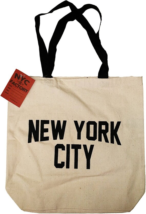 NYC Tote Bag Canvas New York City Gift Souvenir Black Straps Etsy