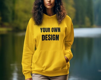 Personalized Hoodie Sweatshirt: Front Back Custom Text or Your Own Design - Mens Ladies & Kids Sizes - All Colors - Fast Ship from NJ USA