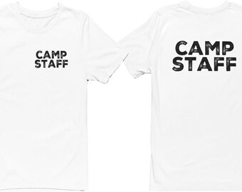 Camp Staff T-Shirt Summer Camp Counselor Crew Uniform Front Print Cotton Tee