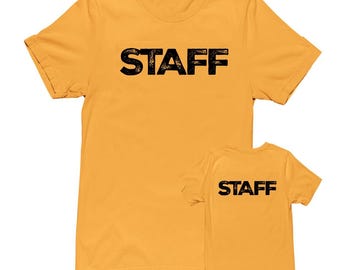 Staff T-Shirt Event Uniform Front Back Print Crew Shirt Screen Printed Cotton