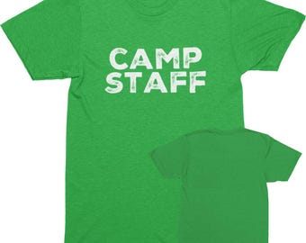 Camp Staff T-Shirt Summer Camp Counselor Crew Uniform Front Print Cotton Tee