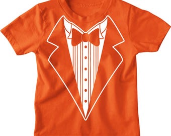 Kids Funny Tuxedo Tee T-Shirt Boys & Girls Formal Tux Tee Youth