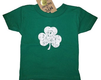 NYC FACTORY Screen Printed Distressed Shamrock Baby T-Shirt 6m 12m 18m 24m Irish Green Tee