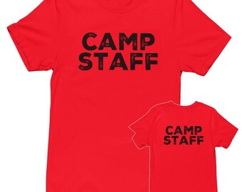 Camp Staff T-Shirt Summer Camp Counselor Crew Uniform Front Print Cotton Tee