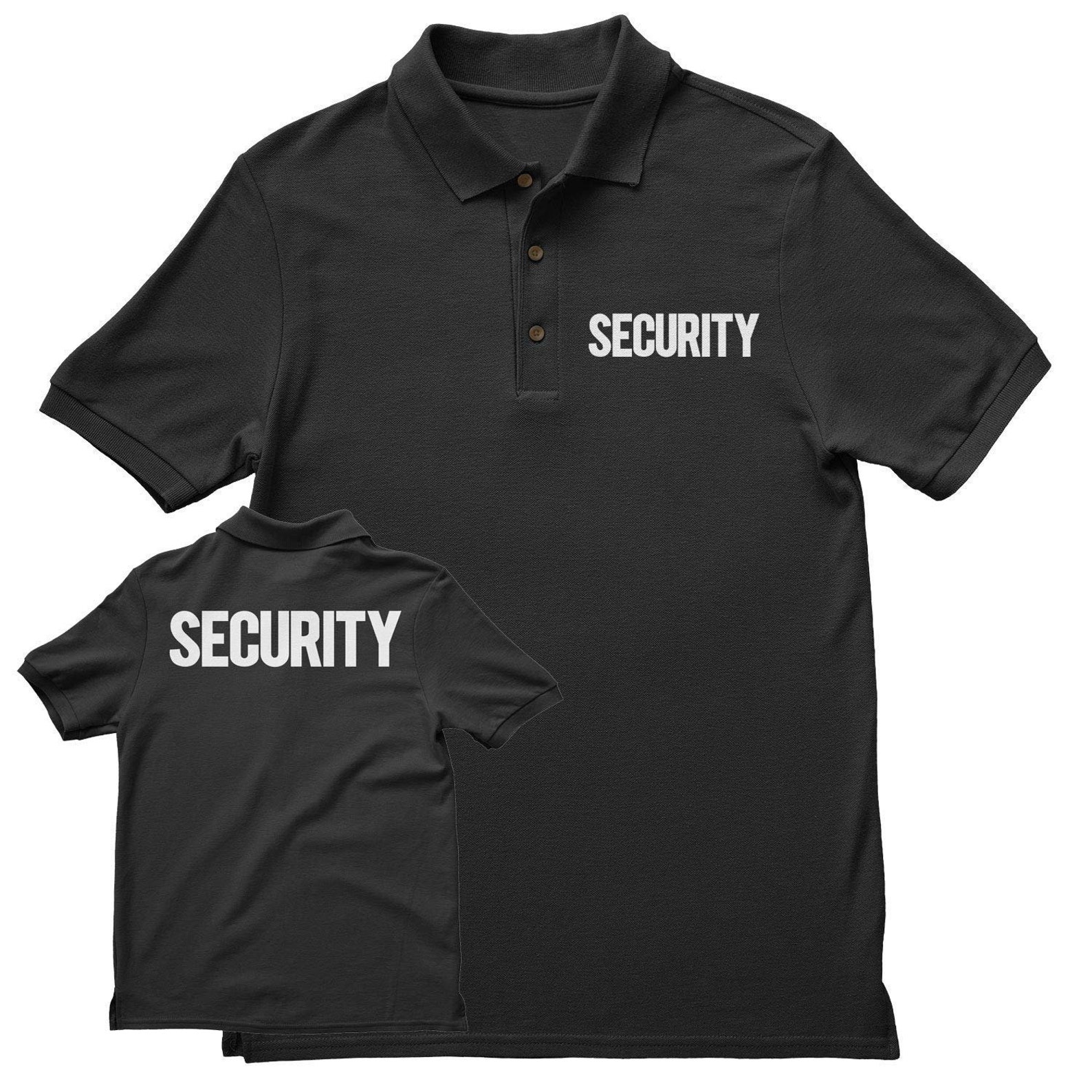 Security Polo Shirt Front Back Print Mens Tee Staff Event Etsy