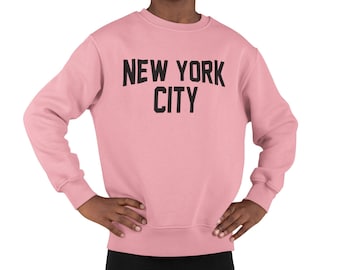Kids New York City Sweatshirt Crewneck Hot Pink Shirt Souvenir Gift