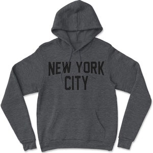 Black Heather New York City Hoodie Men's Shirt Screen-Printed Sweatshirt