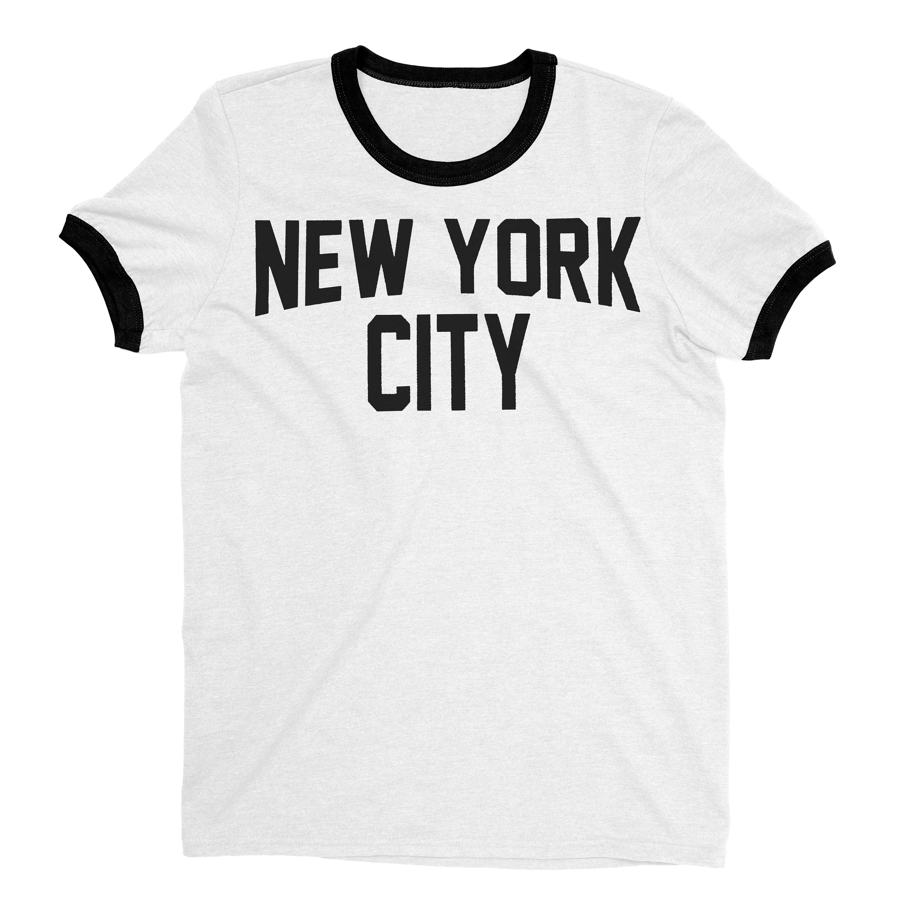 John Lennon Ringer Tee York City T-shirt Retro Style Men's John Lennon Ringer Tee York City T-shirt Retro Style Men's