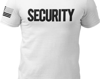 Security T-Shirt Front Back Print Uniform Event Staff Bouncer Guard Officer