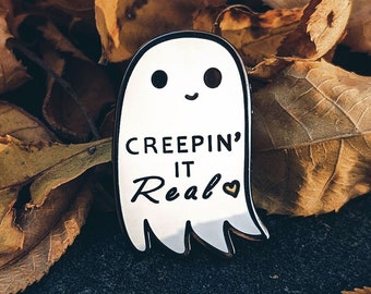 Creepin It Real Ghost Hard Enamel Pin / Ghost Enamel Pin / Ghost Pin / Occult Pins / Feminist Pins / Halloween Pins / Goth Pins / Ghost Pin