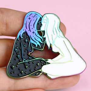 New: Girls Rainbow My Universe Is You hard enamel pin / Lesbian Pin / Gay Pins / LGBT Pins / Gay Pride Pin / Girlfriends/ Lesbian Art
