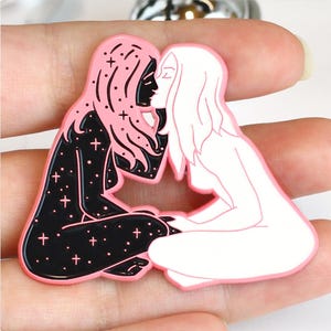 NEW: Dyed Metal Romantic Enamel Pins / Lesbian Pin / Sapphic Art / Gay Pins / LGBT Pins / Large Enamel Pin / Gay Art / Queer Pins