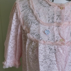 Vintage 1950s sheer pink bed jacket