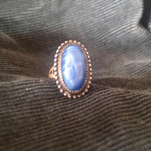Vintage 1920s Czech blue glass ring