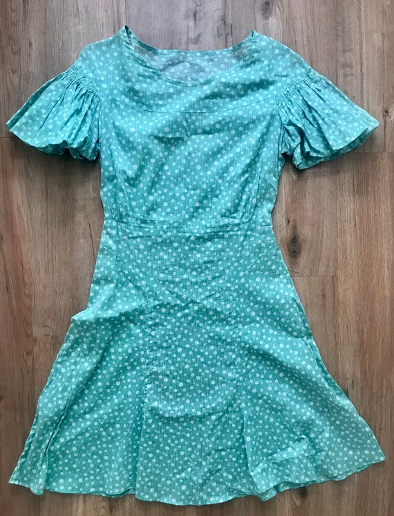 Vintage 1930s Sheer Green Floral Day Dress