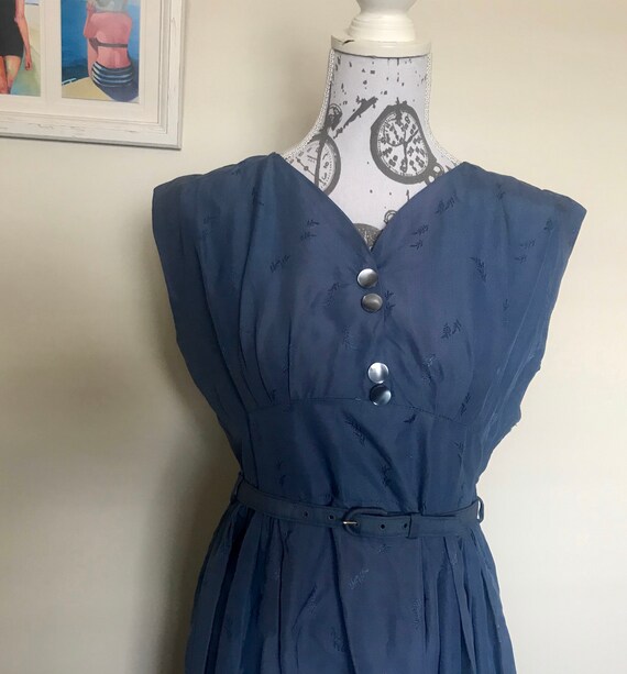 Vintage 1950s Royal Blue Flared Day Dress