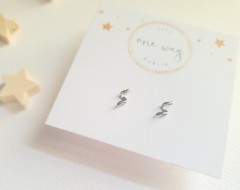 Squiggle Twist Line  • 925 Sterling Silver Stud Earrings. Minimal jewellery gift idea, for friend/wife/girlfriend/mother