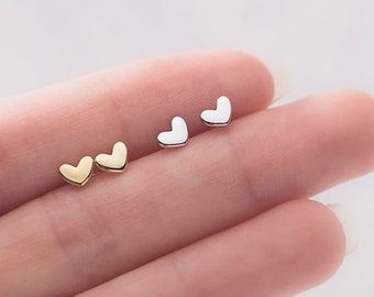 Sweet Heart • 18K Gold Mini Heart Stud Earrings. Gift/friend/girl/wife/girlfriend/mother/Love/Valentines